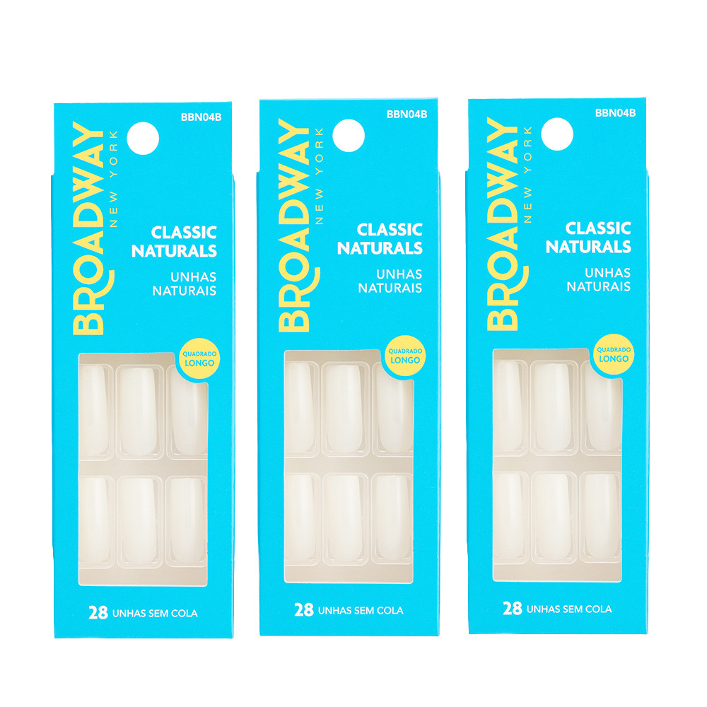 Kit Unha Natural Quadrado Longo 3 un - Broadway New York