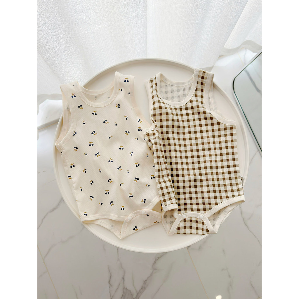 Roupas de bebê roupas de bebê meninos colete de algodão puro roupas de bebê meninas verão estilo fino estilingue recém-n