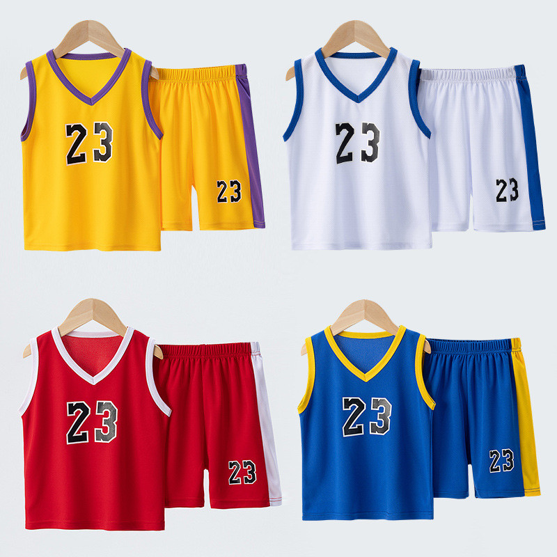 Conjunto De 2 Peças De Camisa De Basquete De Futebol De Verão Terno Para Crianças Menino Menina Esportivo De Secagem Ráp