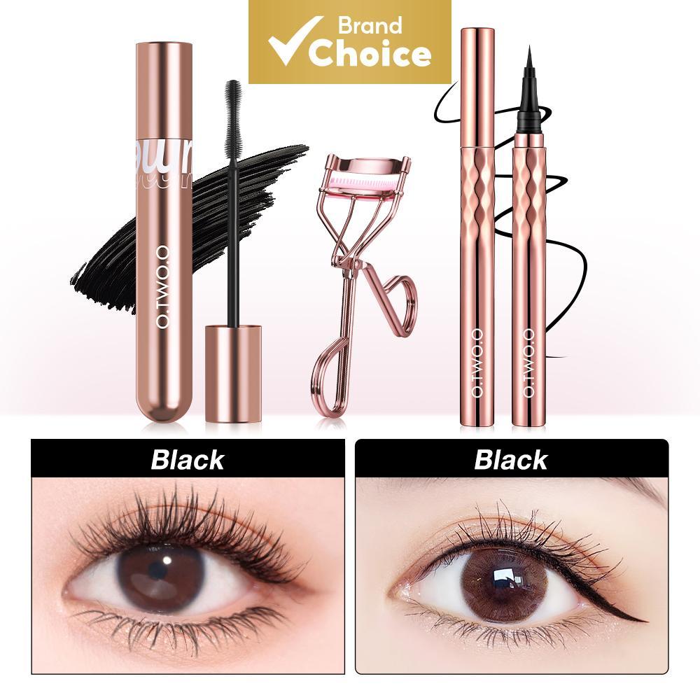 O conjunto de maquiagem para olhos O.TWO.O inclui delineador, máscara de cílios e curvador de cílios, 120 g