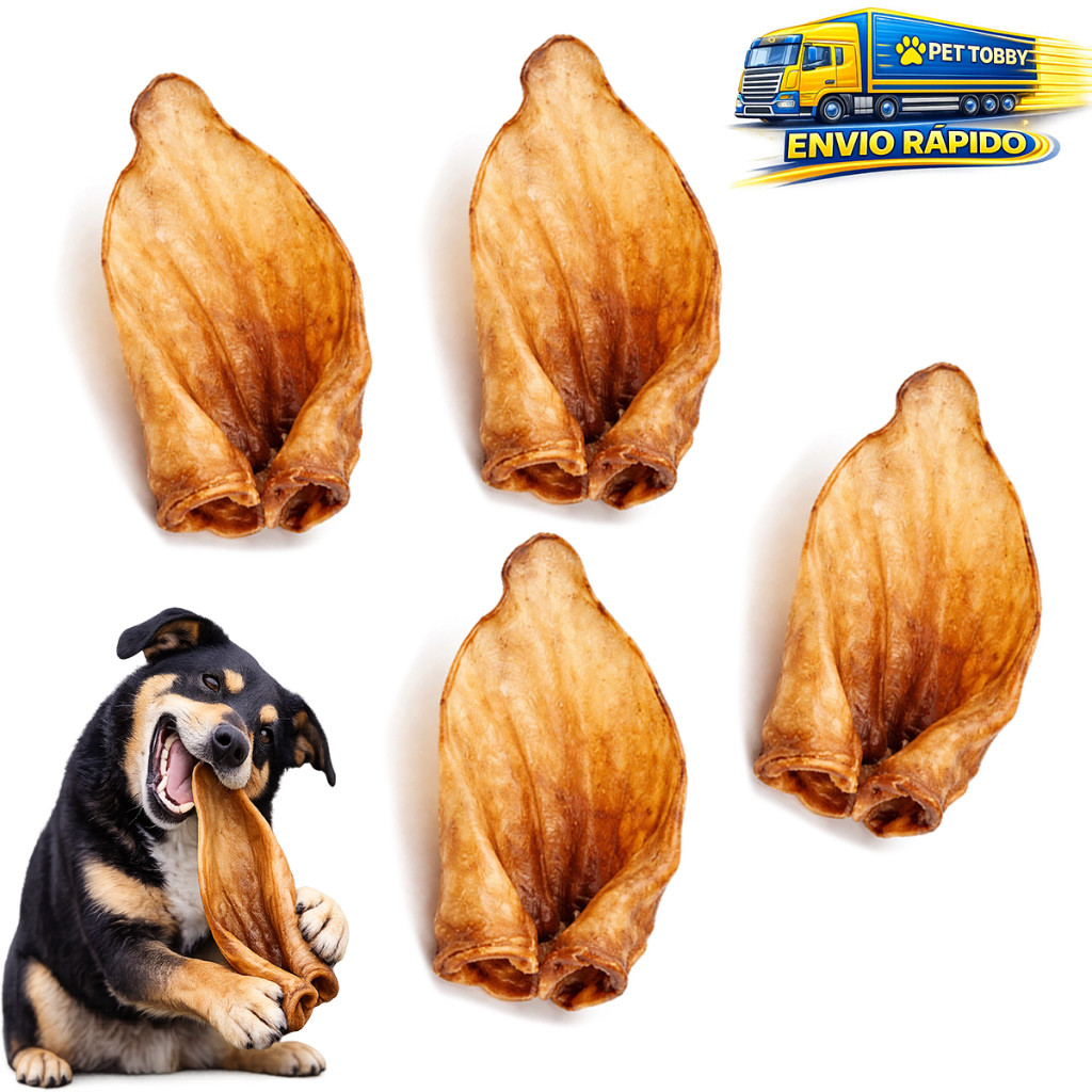 Kit Mordedor Natural Para Caes Orelha Bovina Comestivel Petisco Cachorro 4un