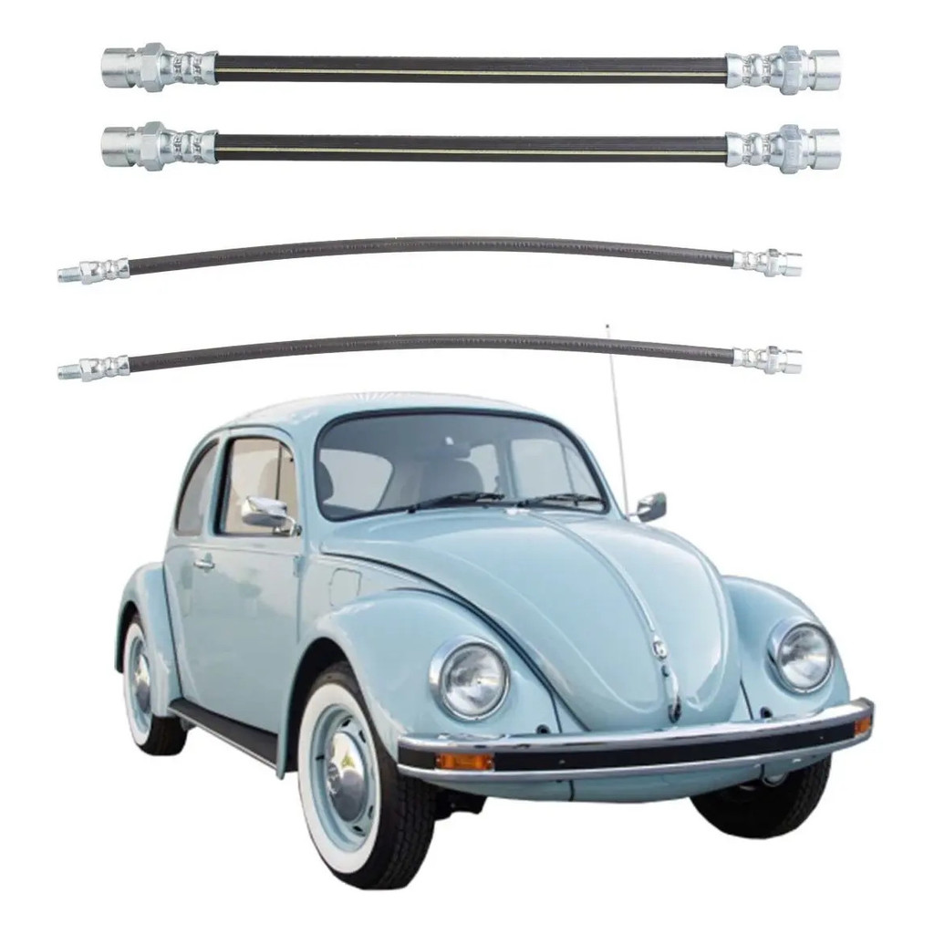 04 Flexível De Freio Dianteiro+traseiro Fusca 1965/1976