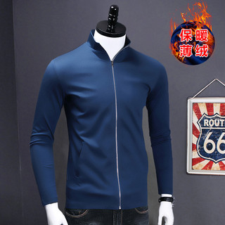 Camisa masculina de meia gola alta, forro de lã de manga comprida, gola alta espessada, cardigã com zíper, roupas de out