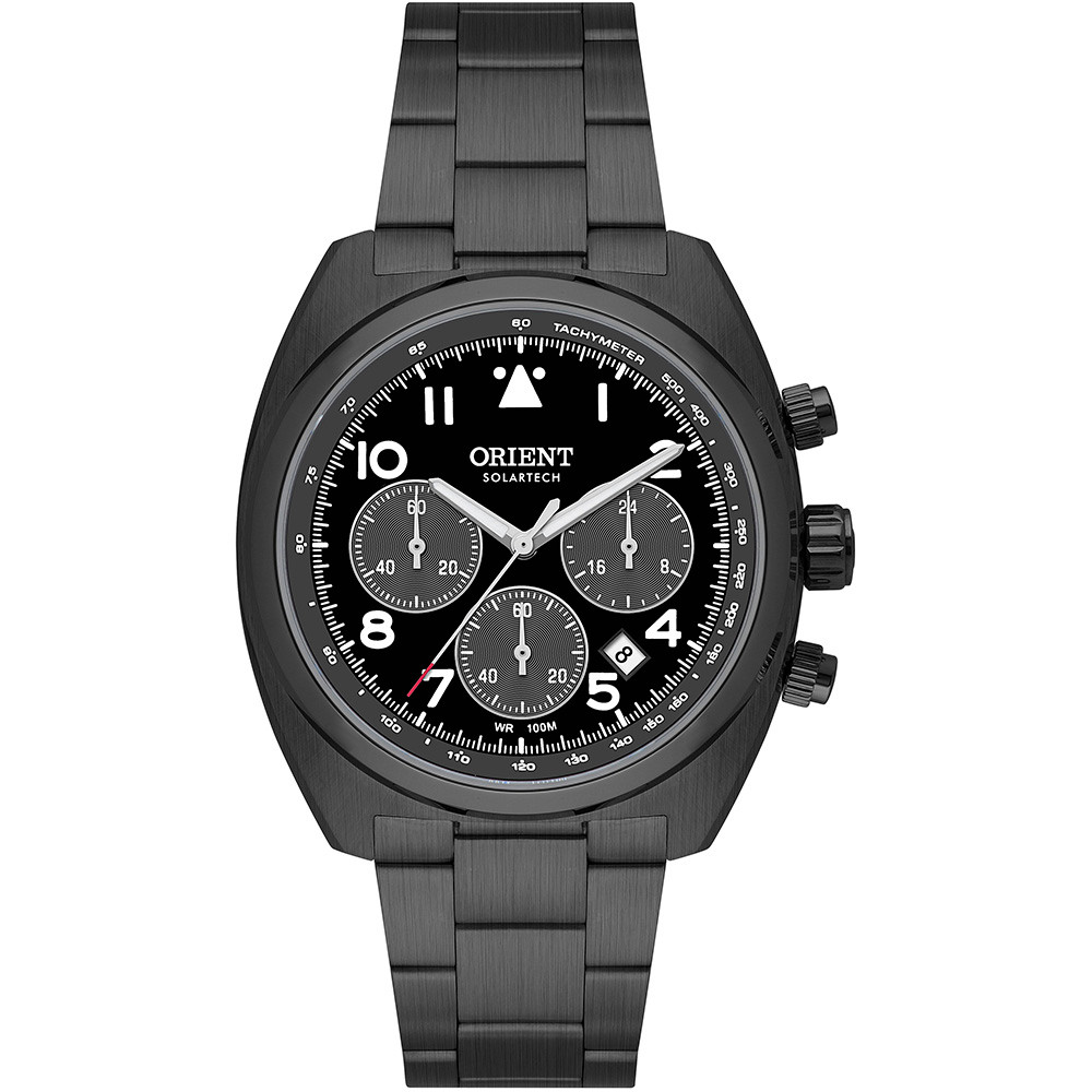 Relógio Orient Solartech Cronógrafo Analógico Preto Original