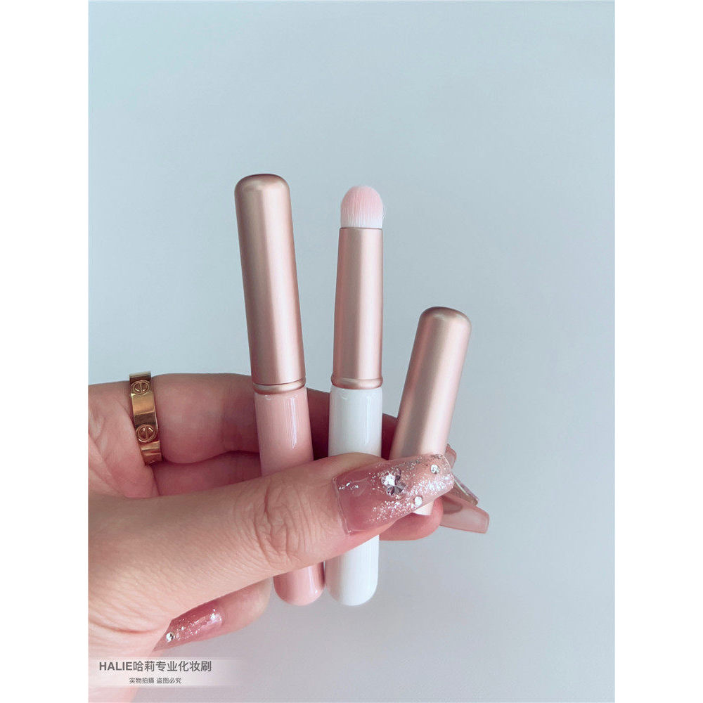 Macaron pincel labial com tampa alça curta pincel de batom Mini pincel de maquiagem portátil pincel corretivo cerdas mac