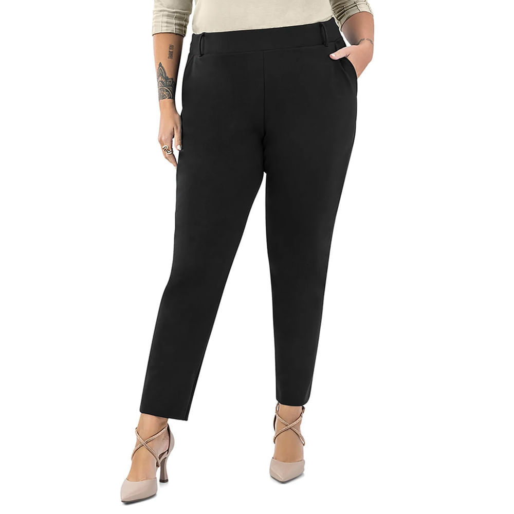 Calça Feminina Rovitex Plus Size Alfaiataria Preto