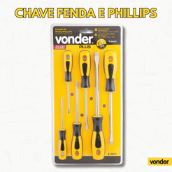 Jogo de Chaves de Fenda e Phillips 6 Peças - Vonder Plus