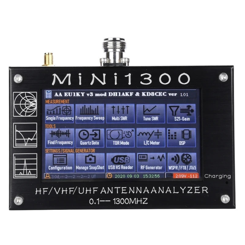 Venda Quente Mini1300 4.3 Polegadas LCD Tela De Toque 0.1-1300MHz HF/VHF/UHF ANT SWR Antena Analisador Medidor Testador