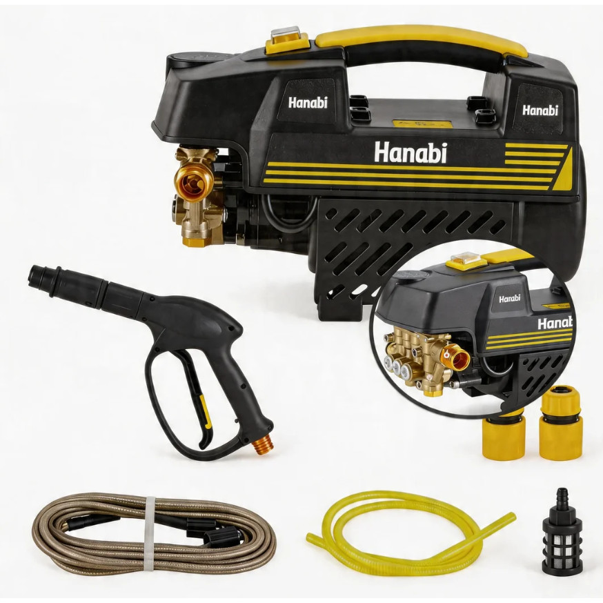 Hanabi Lavadora de Alta Pressão Portátil – Frequência 60Hz, Cor Preto