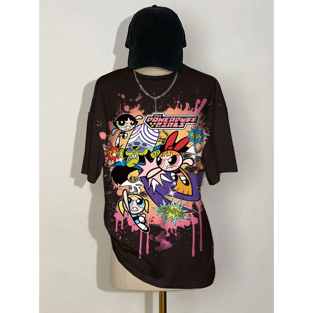 「Cute Girl」Camiseta Feminina The Powerpuff Girls Estampa Cartoon Colorida Confortavel Divertida Estilosa Casual Verão