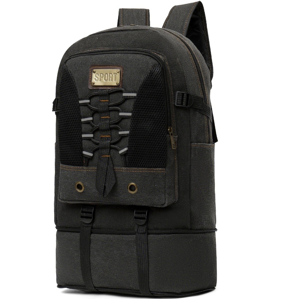 Mochila Unissex Retrô Expansível 50L em Lona Resistente para Notebook Viagem Faculdade Trabalho Uso Diário
