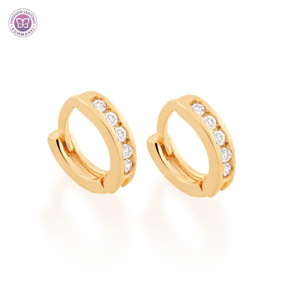 Imagem Brinco Rommanel Argola Cravejada Zircônias Ouro 18k 523214