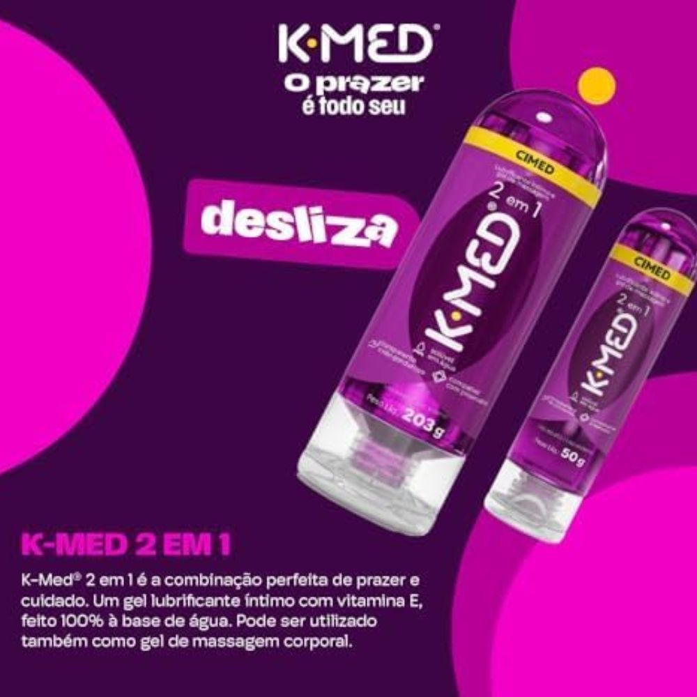 Detalhes do Gel Lubrificante Íntimo K-Med 2 em 1 com 203g