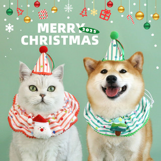 Cão Gato Babador Acessório Listrado Bolinhas Papai Noel Árvore De Natal Baba Toalha Pet Colar Cachecol Decoração De Fest