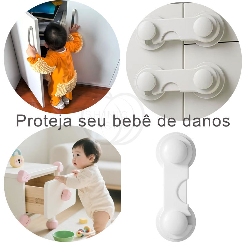 Kit 2/5/10 Trava De Gaveta Armário Porta Segurança Geladeira Bebê - Proteção Para Bebê Sem Furos