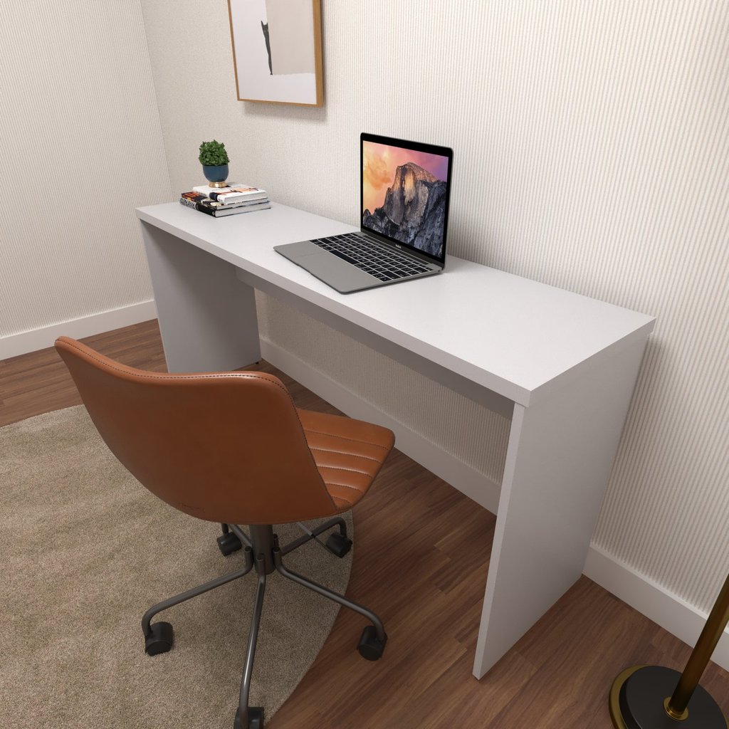 Escrivaninha Mesa Escritório 140cmx42cm 40mm com Caixa de Tomada Cinza Cristal em Oferta na Shopee