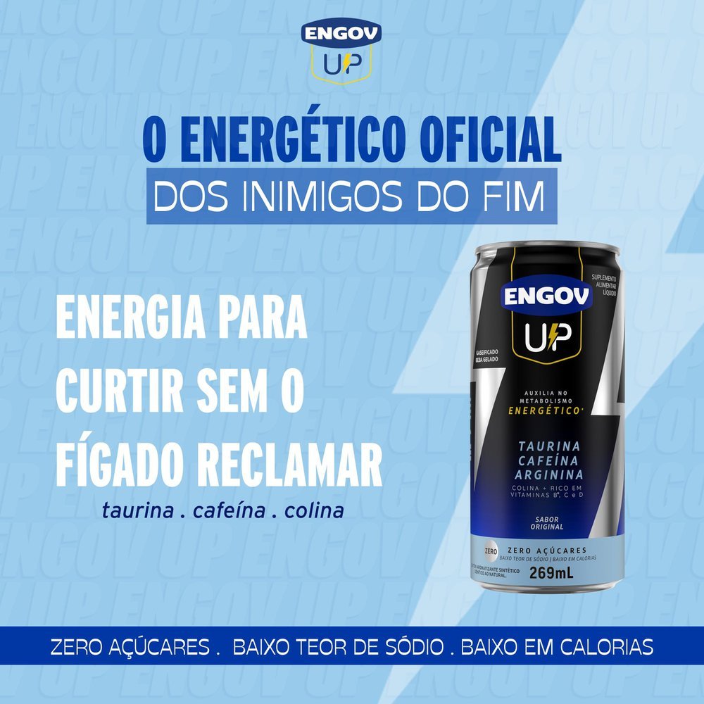Detalhes do Energético Engov UP Taurina Cafeína e Arginina Sabor Original Zero Açúcares 269ml