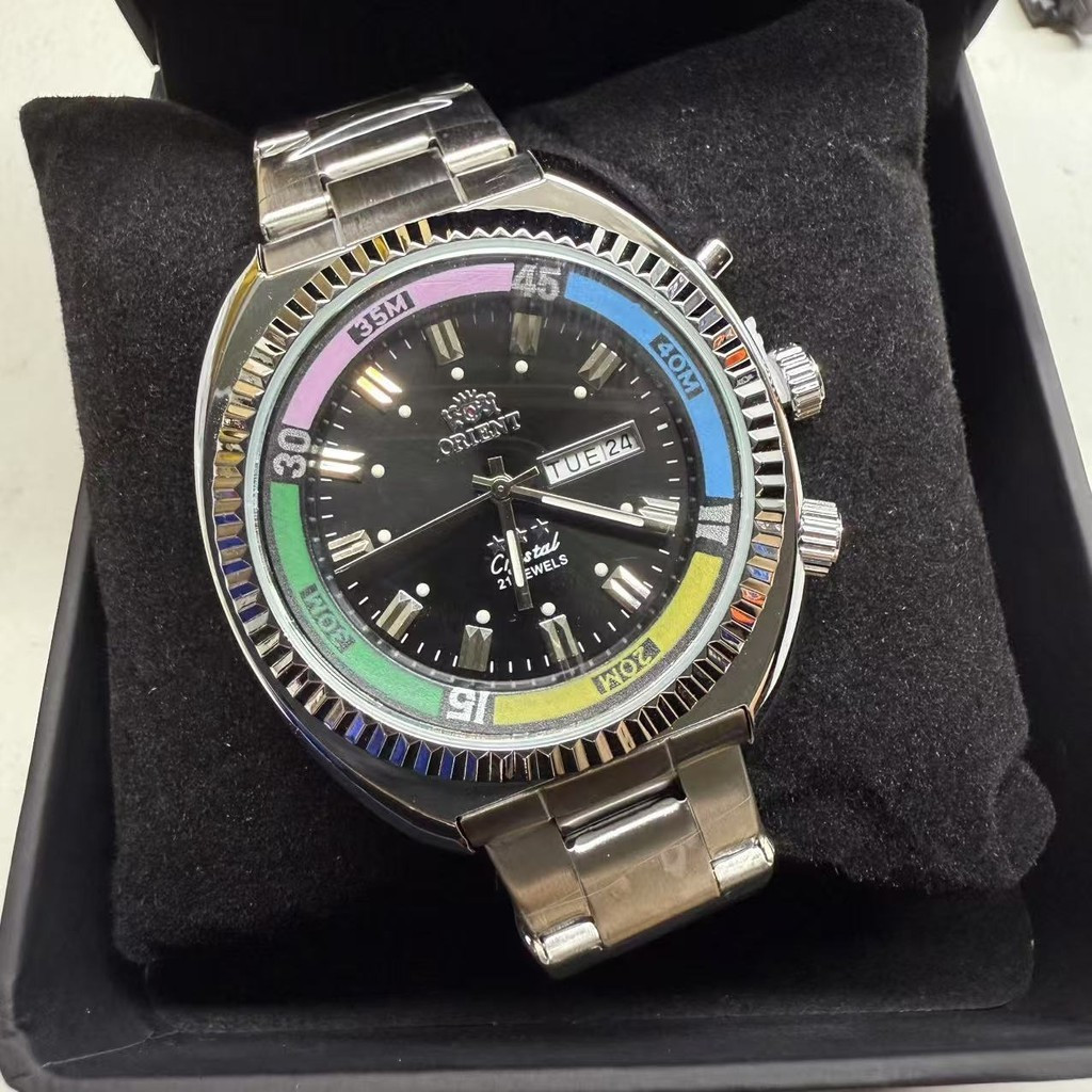 Relógio Masculino Orients Com Calendário Duplo E Mostrador Giratório De Quartzo Heba