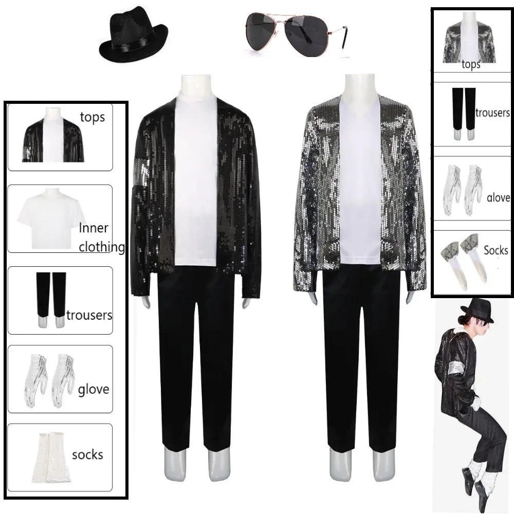 Michael Jackson Traje Cosplay Dança Estrela Halloween Carnaval Festa Superstar Cantor Meninos 80s 90s Hip Hop Roupas De