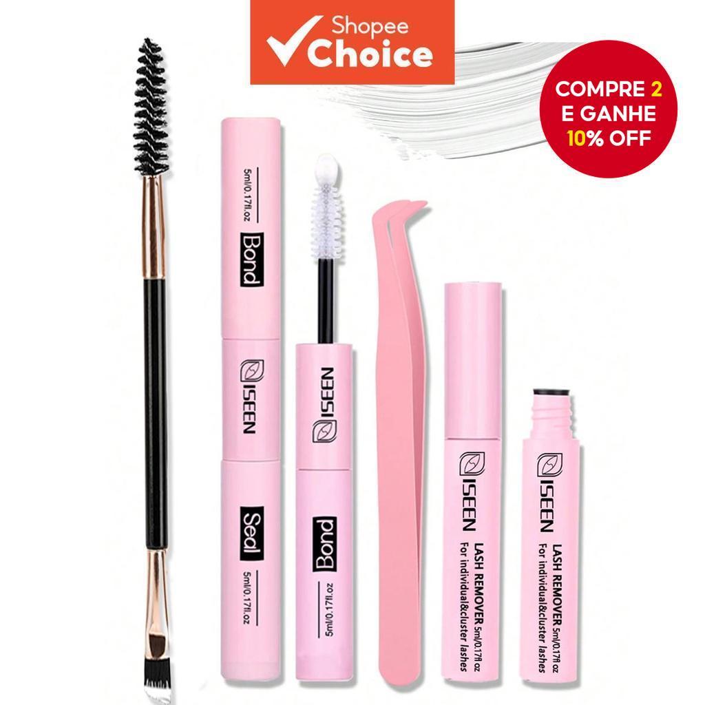 Novo Cola de Cílios e Selante Trendy 5Ml, Cola de Cílios Forte, Dura 48 Horas, 2 em 1.