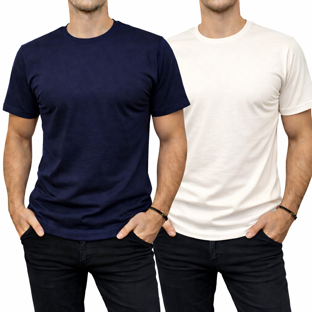 Kit 2 Camisetas Lisas Premium 100% Algodão Penteado em Oferta na Shopee