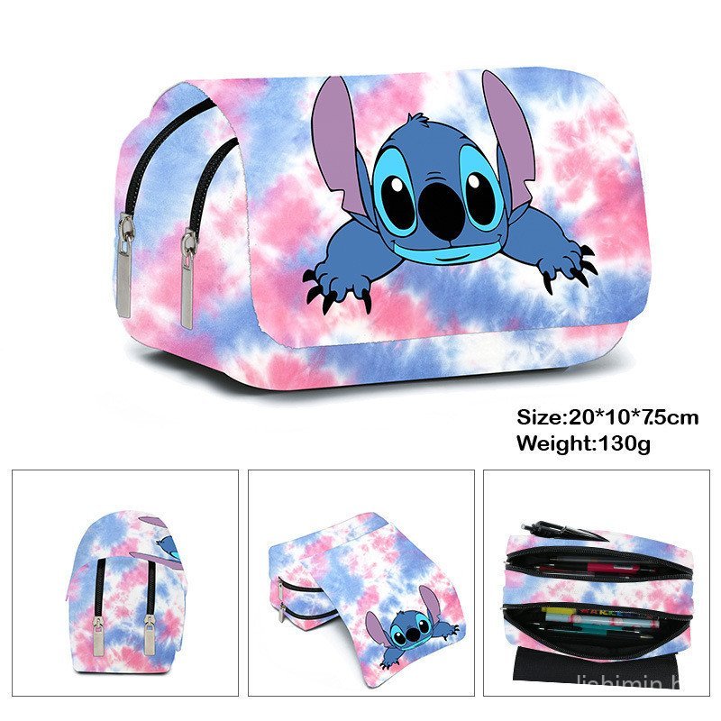 [Fel] Estojo De Lápis De Ponto Figura Lilo & Stitch Print Pen Bag Estudantes Suprimentos Escolares Grandes Apagadores De em Oferta na Shopee