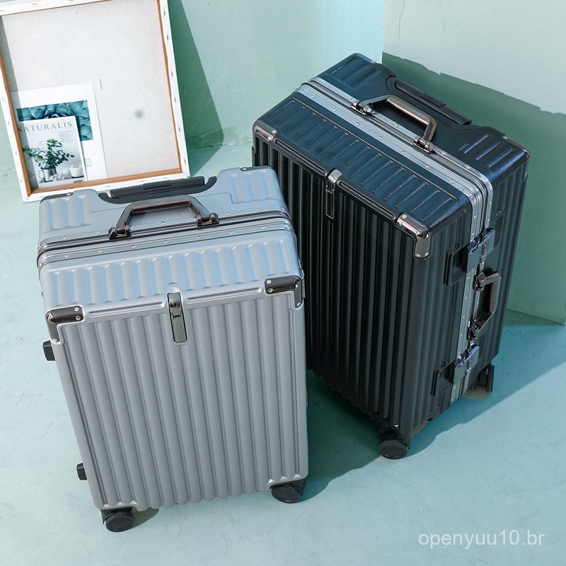 Mala de viagem com estrutura de alumínio elegante e rodas universais, mala de mão de 20 polegadas para mulheres, mala co