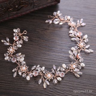 2018 Novo Acessório de Cabelo de Cristal em Ouro Rosado, Tiara de Flores para Noivas, Acessórios para Vestido de Noiva, 