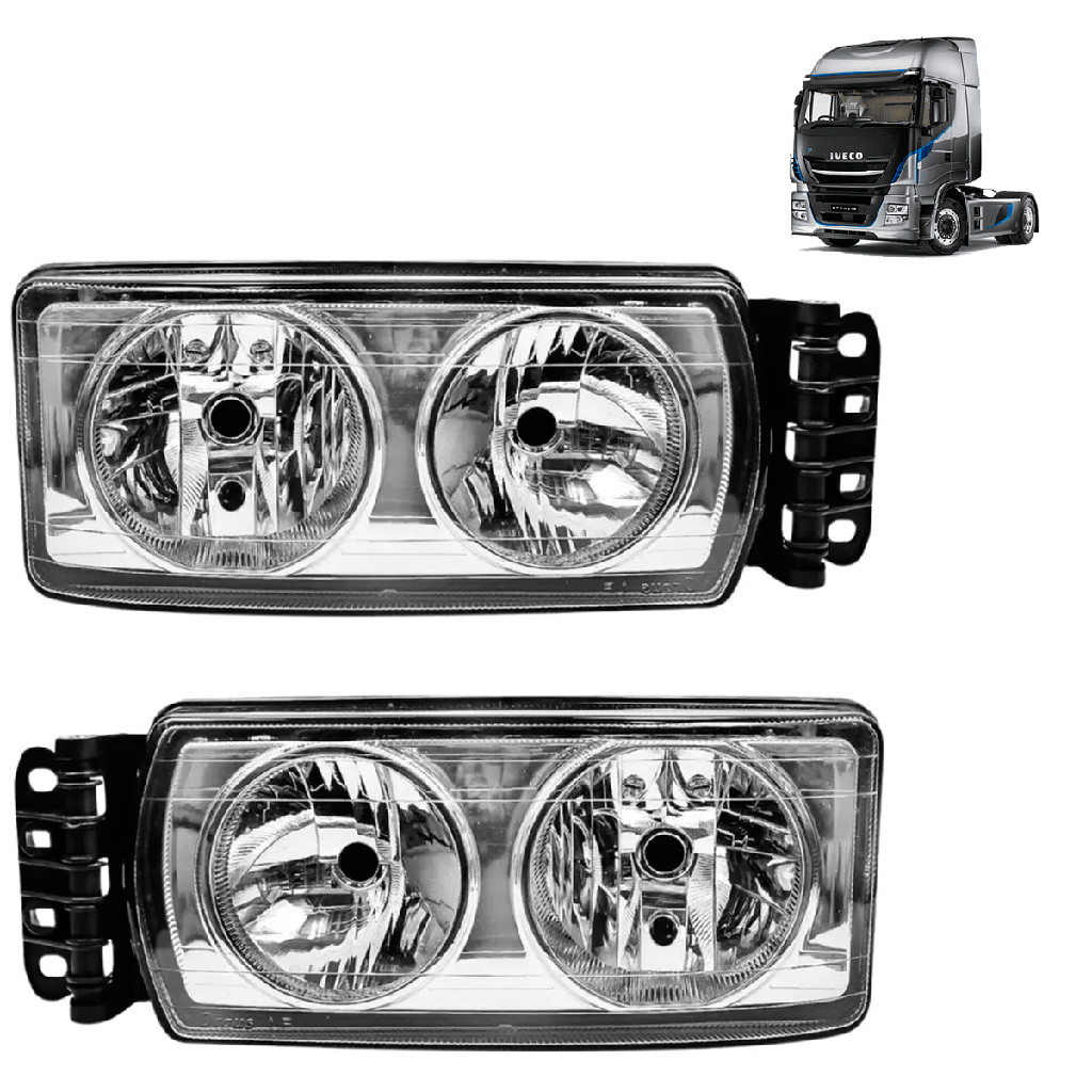 Par Farol Principal Para Iveco Stralis Tector Cursor Cromado