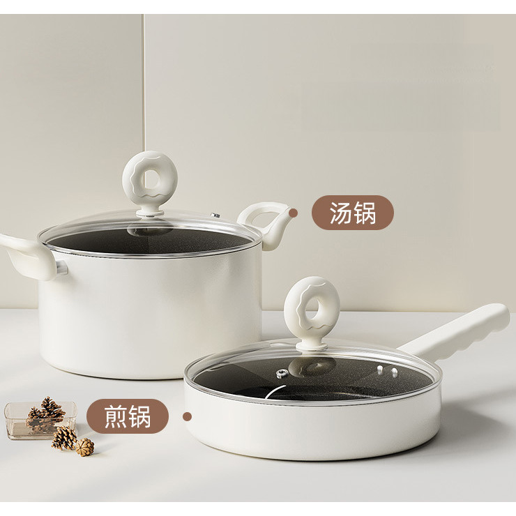 Conjuntos De Frigideiras E Antiaderentes Com Tampa Panelas Conjunto De Panela De Cozinha Pequena , Compatível Indução , 