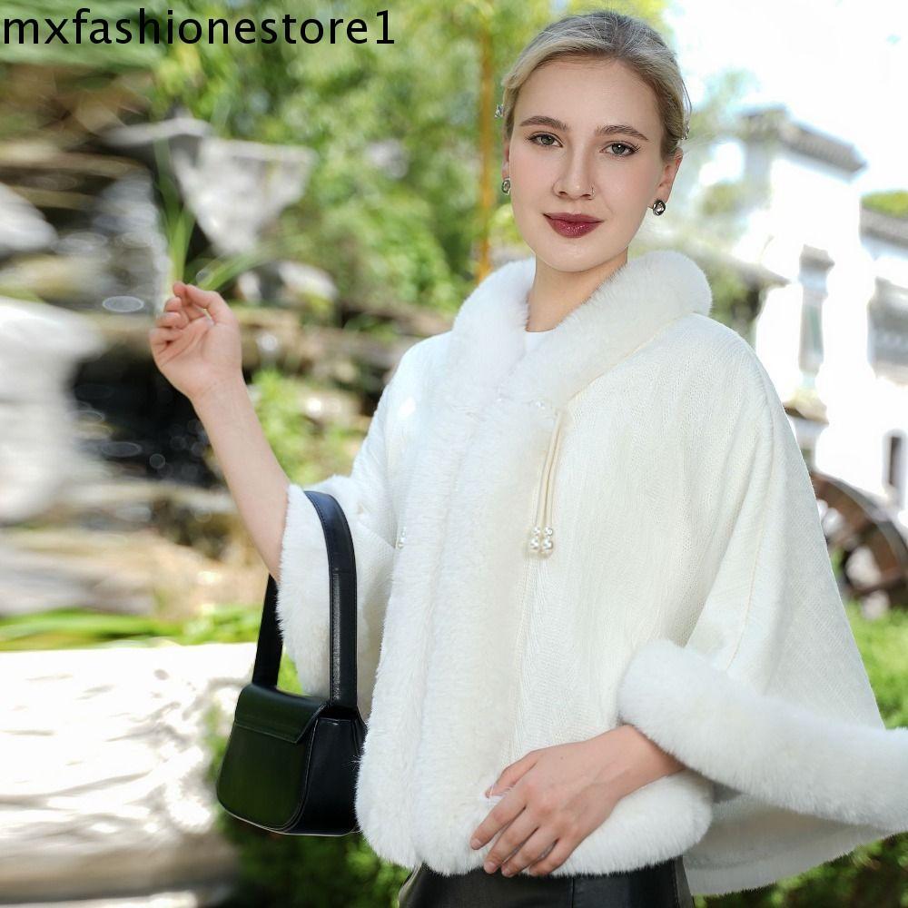 MXFASHIONE Capa Feminina De Malha , Elegante De Pelúcia Estilo Chinês , Capas Curtas E Grossas Para Noite
