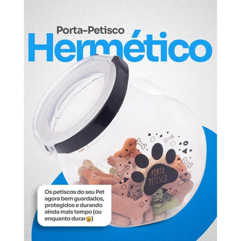Porta petiscos 1,5 litro tampa vedada pote hermético para snacks pet antiodor