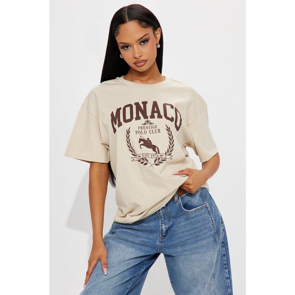 Camiseta Feminina Monaco Racing Club Casual Tendência Verão 2026 Academia Confortável 100% Algodão Premium