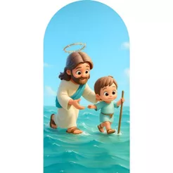 PAINEL DE FESTA JESUS MEU MELHOR AMIGO - ROMANO 2mx1m EM TECIDO SUBLIMADO | DECORAÇÃO