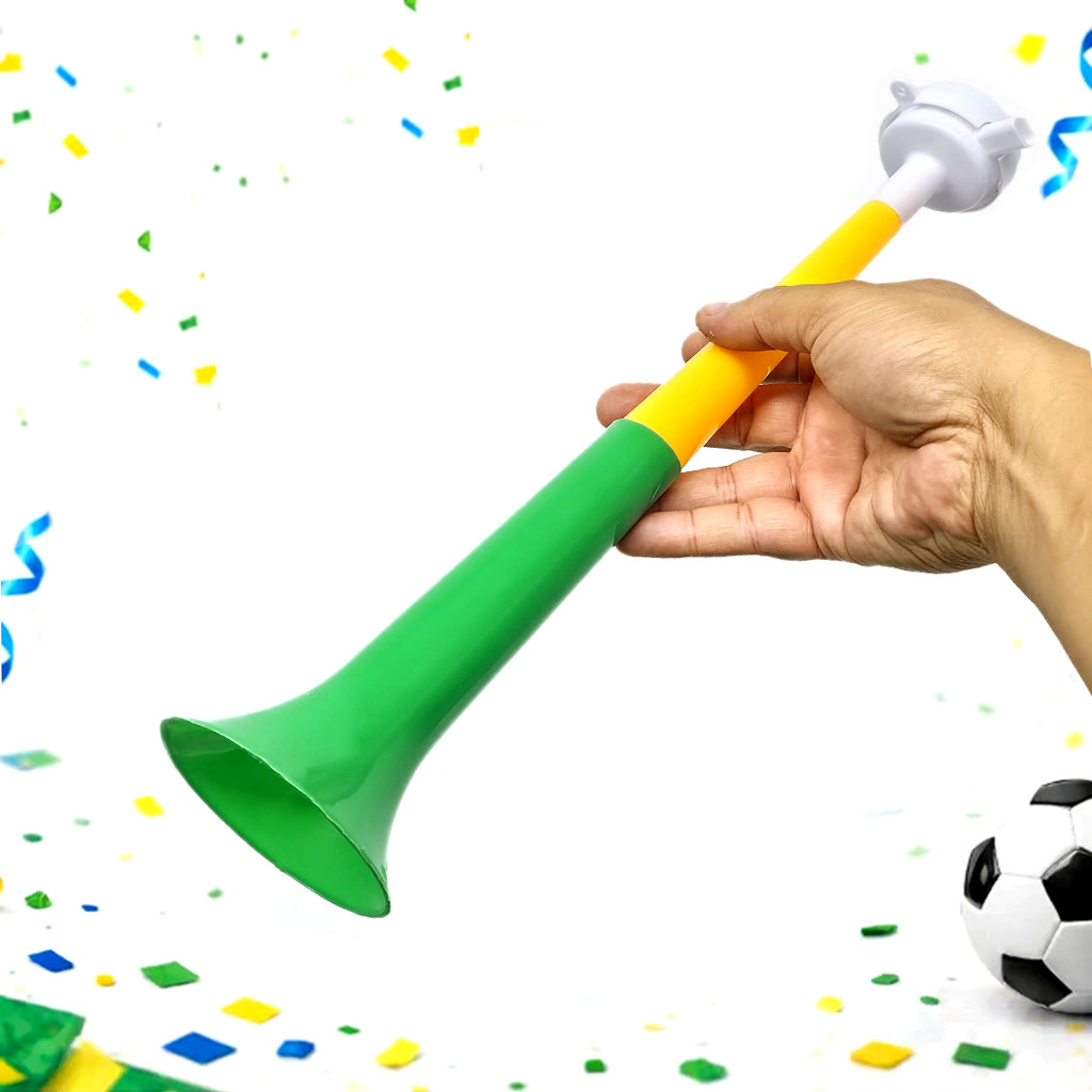 Corneta Vuvuzela Torcedor Brasil Futebol Copa Do Mundo 35cm Verde e Amarelo