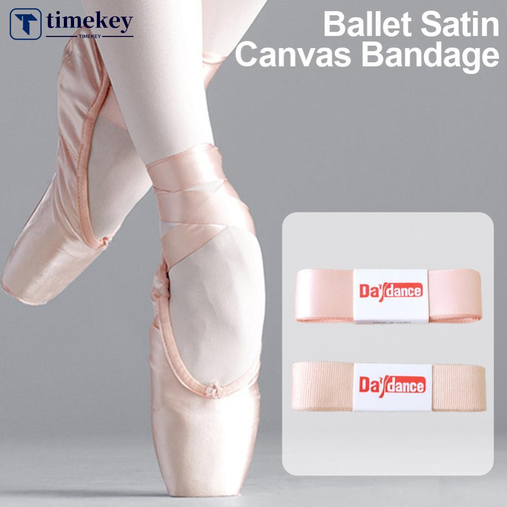 TIMEKEY 200cm Mulher Cetim Lona Ballet Pointe Sapatos Bandagem Para Bailarina Dança L2V4