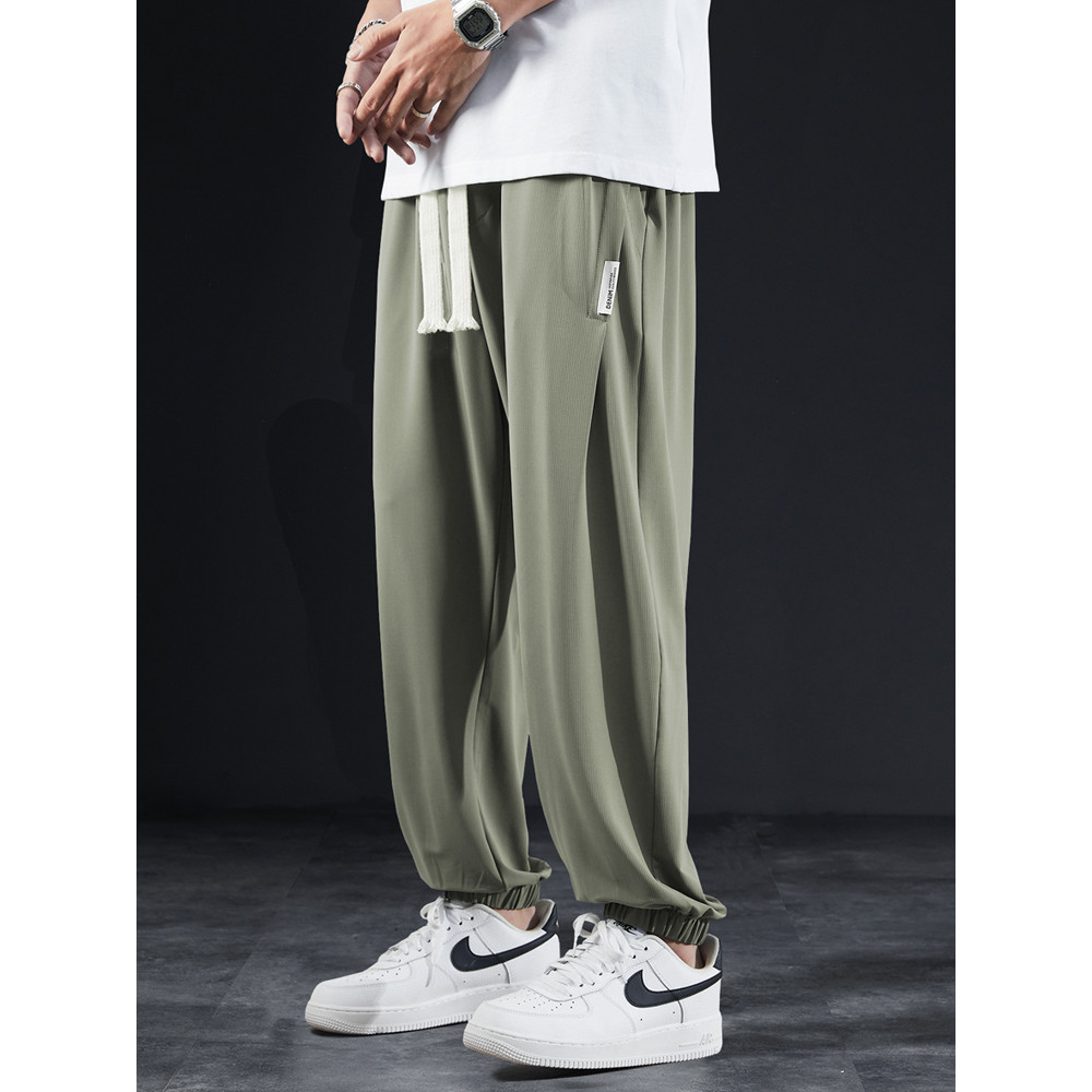Calças esportivas masculinas de verão estilo fino tornozelo-Legging tornozelo comprimento calças de seda gelo calças de 