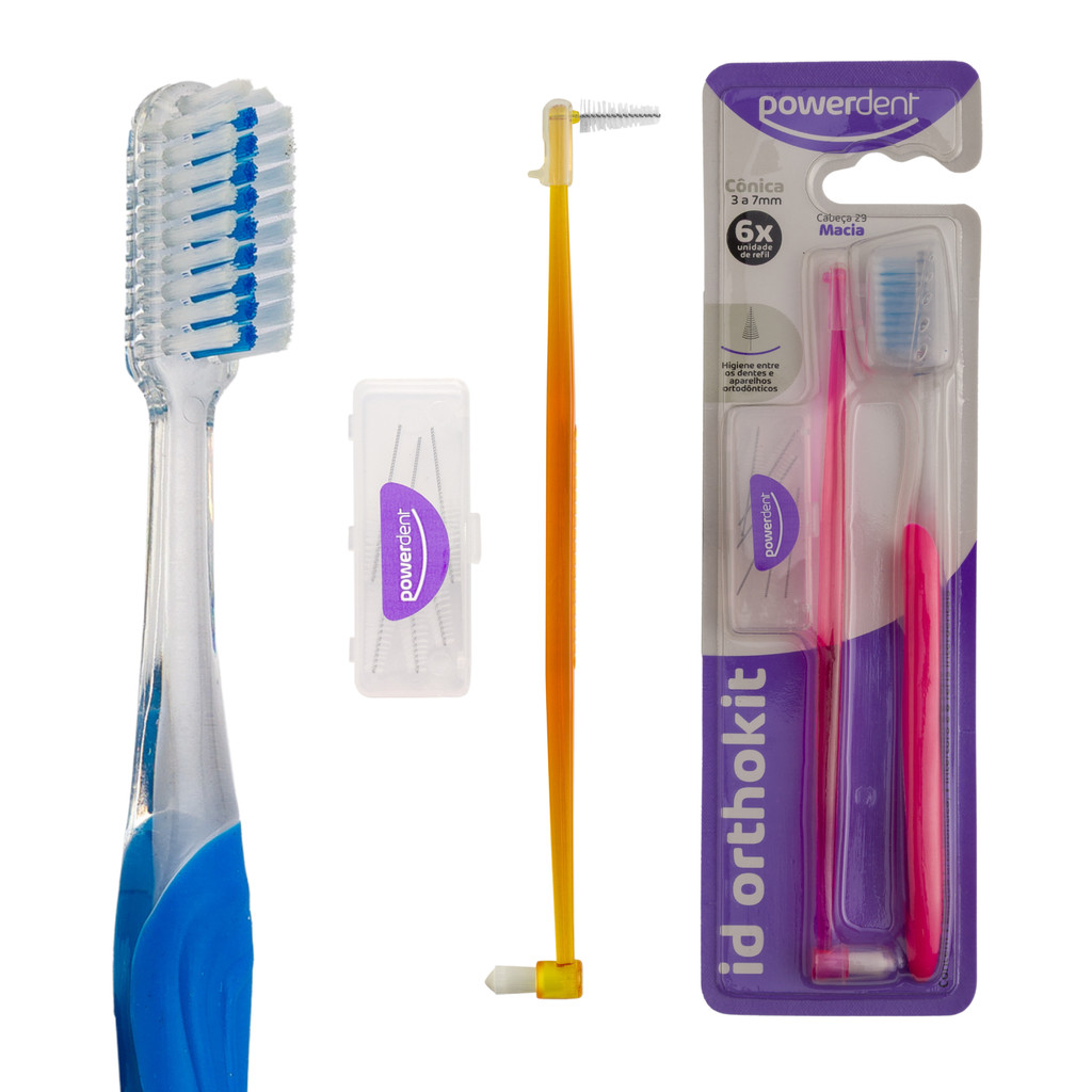 Kit ortodôntico de higiene oral Powerdent Id Orthokit - Cônica - 3 a 7 mm