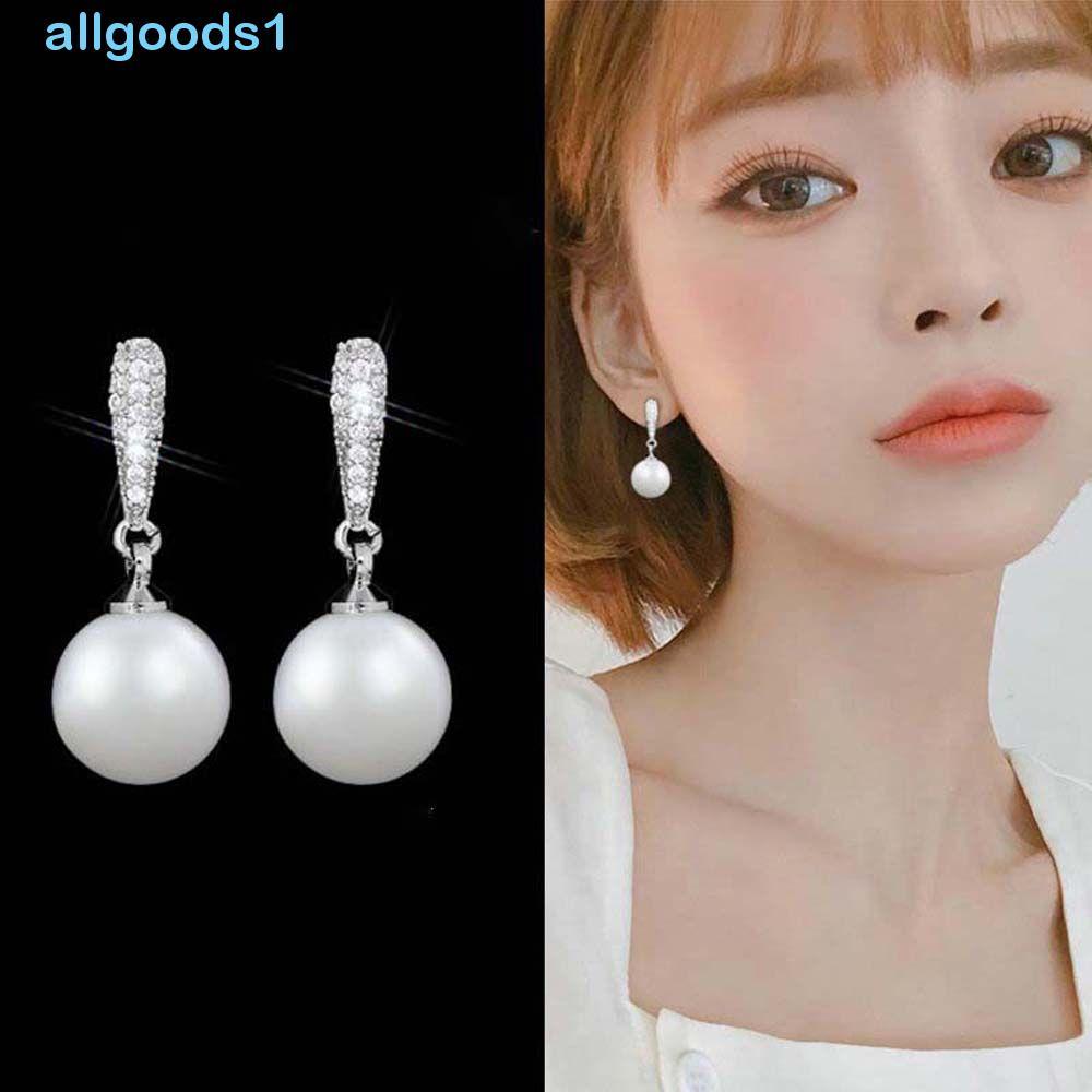 ALLGOODS Brincos Doce Senhora Elegante Shell Pérola S925 Joias De Prata