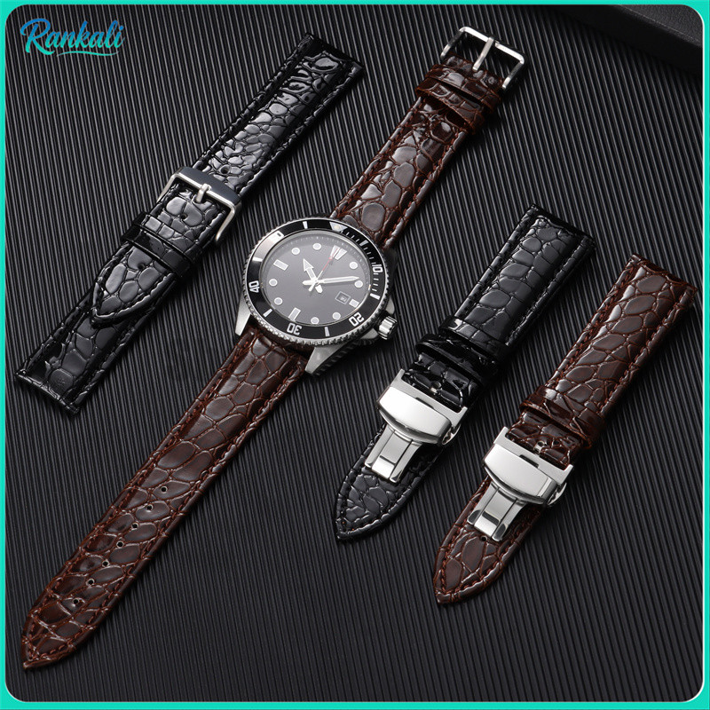 Pulseira De Relógio De Couro Genuíno Vintage 12/14/16/18/19/20/22mm Padrão De Crocodilo Pino De Substituição Universal F — imagem 2 de 2