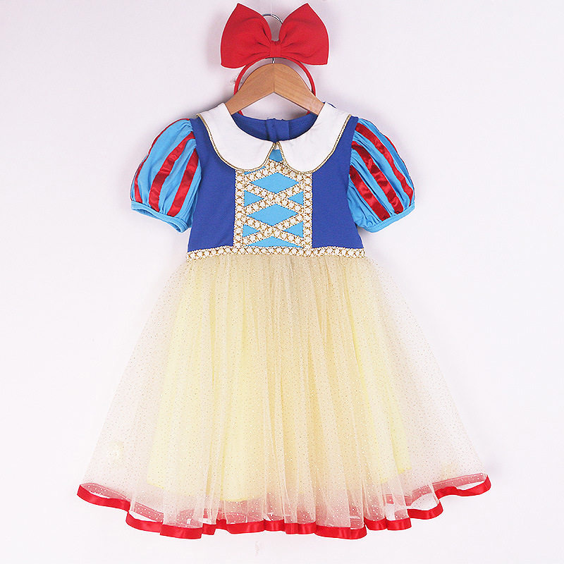 2026 verão venda quente meninas vestido branco de neve crianças manga curta puro algodão saia curta menina vestido de an