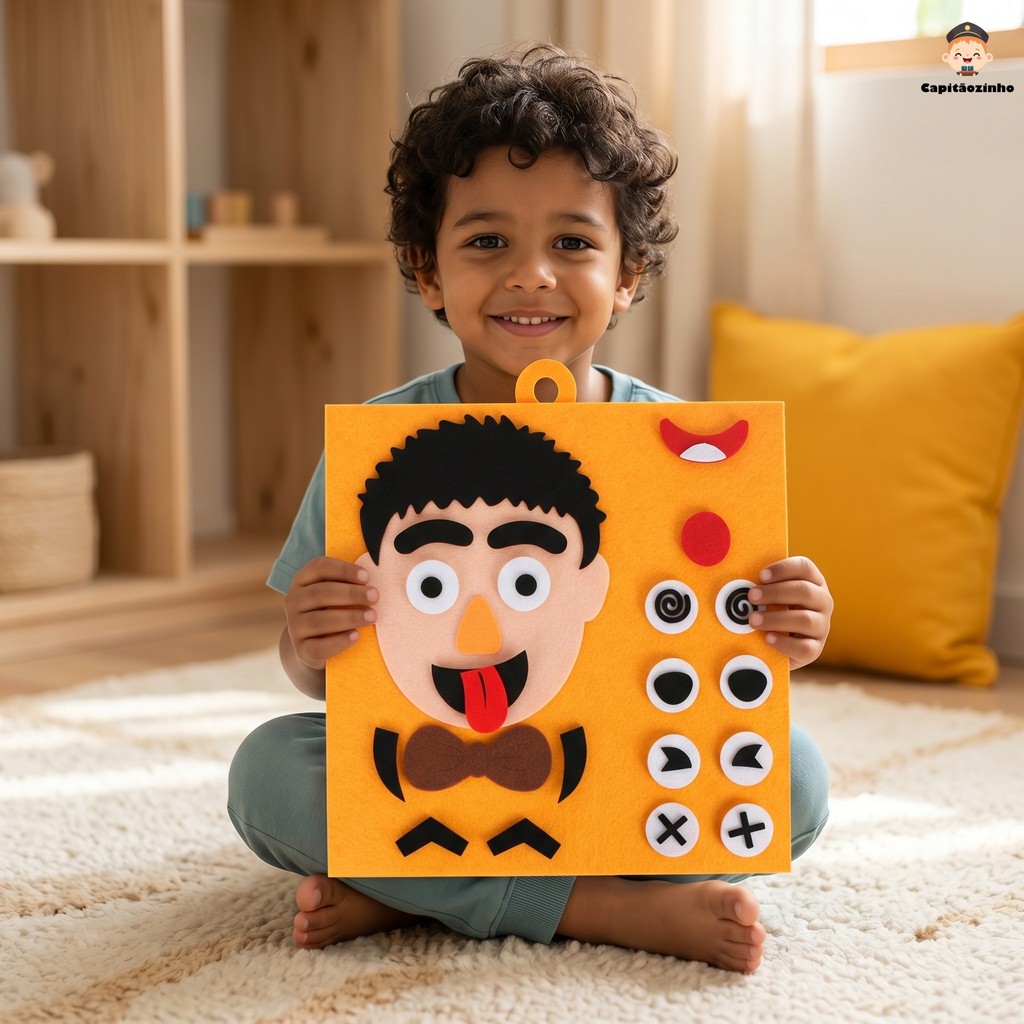 Placa de Feltro Montessori Brinquedo de Emoções para Educação Infantil