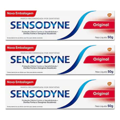 Kit 3x Creme Dental Sensodyne Original para Dentes Sensíveis 50g
