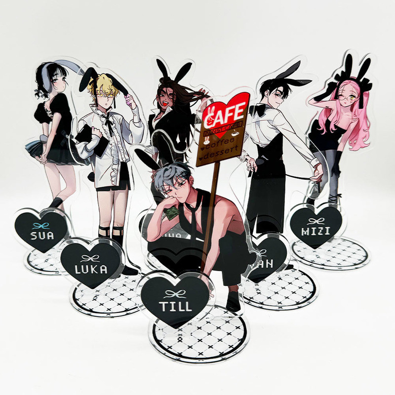 15cm Alien Stage 3o Aniversário Rabbit Cafe Conjunto De Suporte De Acrílico Com Ivan Até Mizi Sua Luka Hyuna Bunny Costu