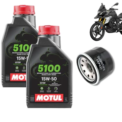 Kit Troca 2 LTS Óleo Motul 15w50 5100 Bmw 310 R 310GS + Filtro Óleo FFP027 Novo