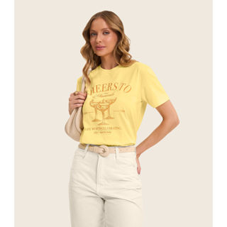 T- shirt Feminino em Meia Malha Rovitex Amarelo em Oferta na Shopee