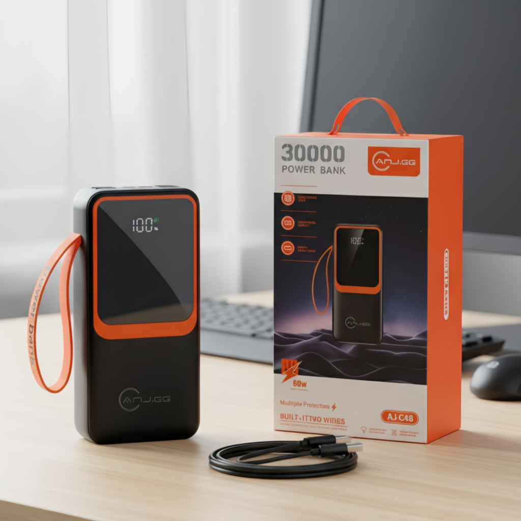 30000mah Carregador Portátil Power Bank com Múltiplas Portas USB e Type-C