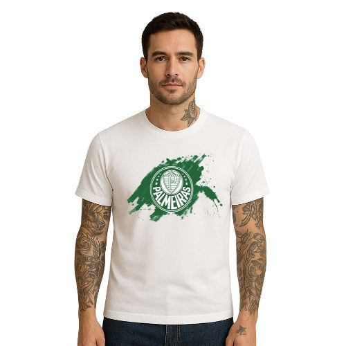 [Camiseta Premium em Algodão Puro]CC Camiseta Unissex Palmeiras Verdão Mancha Verde Com Nome Escrito e Simbolo Estampado