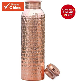 Garrafa de Água de Cobre Feita à Mão - 34oz/1000ml - Recipiente de Cobre Puro Ayurvédico para Bebidas Pesadas e à Prova em Oferta na Shopee