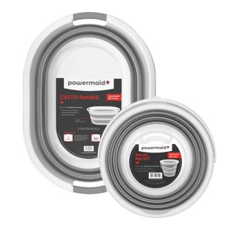 Cesto Retrátil 26 Litros / Balde Retrátil 10 Litros Kit com Cesto e Balde Retrátil Powermaid em Oferta na Shopee